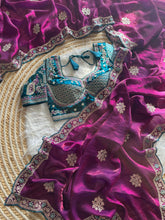 Load image into Gallery viewer, Exquisite Wedding Wear Pure Silk Embroidery Sequence n Multi Thread Work Fancy Saree With Stitched Blouse