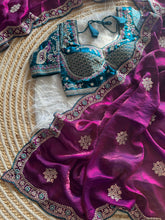 Load image into Gallery viewer, Exquisite Wedding Wear Pure Silk Embroidery Sequence n Multi Thread Work Fancy Saree With Stitched Blouse