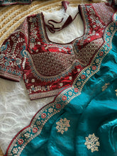 Load image into Gallery viewer, Exquisite Wedding Wear Pure Silk Embroidery Sequence n Multi Thread Work Fancy Saree With Stitched Blouse