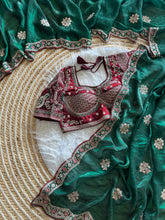 Load image into Gallery viewer, Exquisite Wedding Wear Pure Silk Embroidery Sequence n Multi Thread Work Fancy Saree With Stitched Blouse