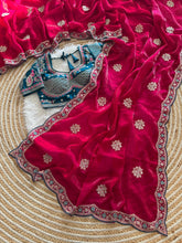 Load image into Gallery viewer, Exquisite Wedding Wear Pure Silk Embroidery Sequence n Multi Thread Work Fancy Saree With Stitched Blouse