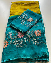 Load image into Gallery viewer, Charismatic Festive Wear Double Shaded Pure Crunchy Embroidery Sequence Work Saree For Ocassion