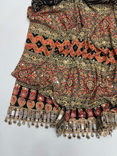 Load image into Gallery viewer, Gratifying Function Wear Pure Satin Silk Ajrak Printed Rich Pallu n Mirror Work Designer Saree With Blouse Piece