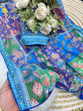 Load image into Gallery viewer, Scrupulous Function Wear Silk Floral Print Original Mirror Work Designer Saree For Women