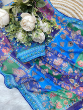 Load image into Gallery viewer, Scrupulous Function Wear Silk Floral Print Original Mirror Work Designer Saree For Women