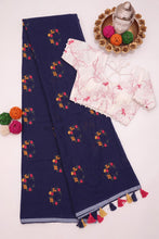 Load image into Gallery viewer, Effervescent Function Wear Soft Chanderi Cotton Silk Flower Design Embroidery Work Fancy Saree With Stitched Blouse