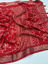 Load image into Gallery viewer, Contemporary Function Wear Silk Printed Rich Pallu n Mirror Work Designer Saree With Blouse Piece
