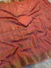 Load image into Gallery viewer, Alverina Festive Wear Pure Viscose Georgette Chex Pallu Zari Design Fancy Saree With Blouse Piece