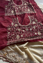 Load image into Gallery viewer, Imaginative Festive Wear Georgette Sequence Embroidery Work Saree With Contrast Blouse piece