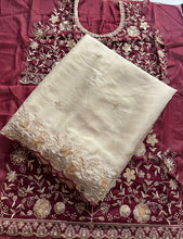 Load image into Gallery viewer, Imaginative Festive Wear Georgette Sequence Embroidery Work Saree With Contrast Blouse piece