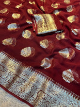 Load image into Gallery viewer, Alverina Function Wear Viscose Georgette Jacquard Zari Work Saree With Matching Blouse Piece
