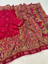 Load image into Gallery viewer, Desirable Function Wear Pure Soft Tussar Kashmiri Silk Printed n Zari Work Border Rich Pallu Fancy Saree With Blouse Piece