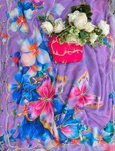 Load image into Gallery viewer, Regal Party Wear Soft Silk Print n Handwork Arco Border Designer Saree With Blouse Piece