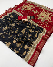 Load image into Gallery viewer, Imaginative Party Wear Soft Cotton Kalamkari Print Zari Weaving Border Fancy Saree With Blouse Piece