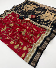 Load image into Gallery viewer, Imaginative Party Wear Soft Cotton Kalamkari Print Zari Weaving Border Fancy Saree With Blouse Piece