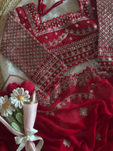 Load image into Gallery viewer, Luxury Wedding Wear Georgette Heavy Embroidery Work Designer Saree With Stitched Blouse Piece