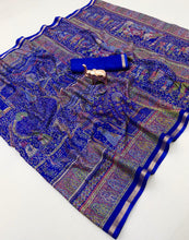Load image into Gallery viewer, Graceful Party Wear Pure Soft Tussar Kashmiri Silk Printed n Zari Work Border Rich Pallu Fancy Saree With Blouse Piece