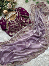 Load image into Gallery viewer, Luxury Wedding Wear Silk Embroidery n Sequence Work Designer Saree With Stitched Blouse