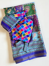 Load image into Gallery viewer, Artistic Festive Wear Linen Cotton Digital Print Work Fancy Saree With Stitched Blouse