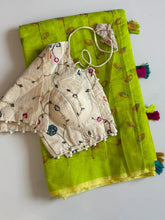 Load image into Gallery viewer, Confounding Party Wear Chanderi Cotton Embroidery n Tussels Work Fancy Saree With Blouse Piece