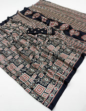 Load image into Gallery viewer, Charismatic Function Wear Pure Satin Silk Ajrak Printed Rich Pallu Designer Saree With Blouse Piece