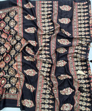 Load image into Gallery viewer, Alverina Function Wear Pure Satin Silk Ajrak Printed Rich Pallu n Mirror Work Fancy Saree With Blouse Piece