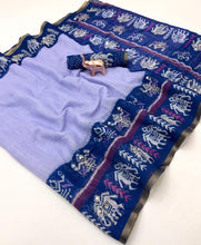 Load image into Gallery viewer, Alverina Function Wear Linen Cotton Digital Print Thread Work Fancy Saree With Matching Blouse Piece