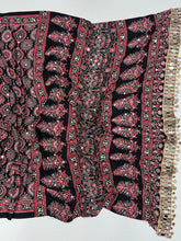 Load image into Gallery viewer, Effervescent Festive Wear Pure Viscose Silk Ajrak Printed Rich Pallu n Mirror Work Designer Saree With Blouse Piece