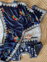 Load image into Gallery viewer, Blossom Festive Wear Pure Soft Silk Embroidery Work Border Designer Saree With Stitched Blouse