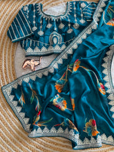 Load image into Gallery viewer, Blossom Festive Wear Pure Soft Silk Embroidery Work Border Designer Saree With Stitched Blouse