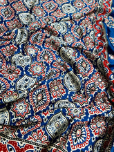 Load image into Gallery viewer, Glamorous Function Wear Pure Satin Silk Ajrak Printed Rich Pallu n Mirror Work Fancy Saree With Blouse Piece