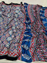 Load image into Gallery viewer, Glamorous Function Wear Pure Satin Silk Ajrak Printed Rich Pallu n Mirror Work Fancy Saree With Blouse Piece