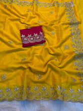 Load image into Gallery viewer, Marvellous Function Wear Georgette Multi Embroidery Work Fancy Saree With Contrast Blouse Piece