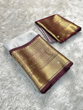 Load image into Gallery viewer, Luxuriant Wedding Wear Silver Colour Banarasi Tissue Silk Handstone Work Stunning Pallu n Jacquard Border Saree
