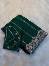 Load image into Gallery viewer, Exquisite Party Wear Soft Georgette Sequence n Embroidery Work Designer Saree For Wedding