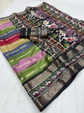 Load image into Gallery viewer, Traditional Function Wear Multicolour Soft Silk Kalamkari Print n Zari Border Printed Saree With Blouse Piece