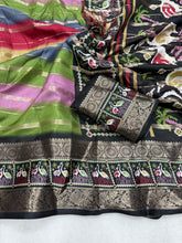 Load image into Gallery viewer, Traditional Function Wear Multicolour Soft Silk Kalamkari Print n Zari Border Printed Saree With Blouse Piece