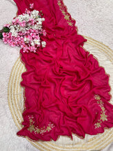 Load image into Gallery viewer, Regal Wedding Wear Silk Embroidery n Sequence Work Designer Saree With Unstitched Blouse
