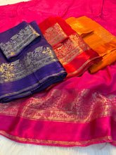 Load image into Gallery viewer, Fantabulous Party Wear Viscose Silk Satin Border Zari Design Fancy Saree With Blouse Piece