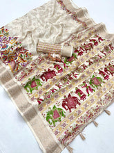 Load image into Gallery viewer, Graceful Function Wear Soft Tussar Silk Jacquard Weaving Work Rich Pallu Fancy Saree With Blouse Piece