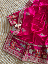 Load image into Gallery viewer, Glamorous Party Wear Pure Vichitra Silk Embroidery n Butta Work Lace Border Designer Saree For Women