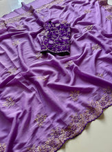 Load image into Gallery viewer, Adoring Wedding Wear Silk Embroidery n Sequence Work Arco Border Fancy Saree With Blouse Piece