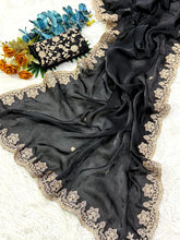 Load image into Gallery viewer, Stunning Wedding Wear Silk Sequence n Embroidery Work Rich Border Designer Saree For Ceremonial