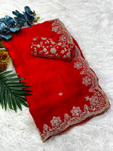 Load image into Gallery viewer, Stunning Wedding Wear Silk Sequence n Embroidery Work Rich Border Designer Saree For Ceremonial