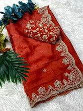 Load image into Gallery viewer, Stunning Wedding Wear Silk Sequence n Embroidery Work Rich Border Designer Saree For Ceremonial