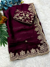 Load image into Gallery viewer, Stunning Wedding Wear Silk Sequence n Embroidery Work Rich Border Designer Saree For Ceremonial
