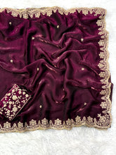 Load image into Gallery viewer, Stunning Wedding Wear Silk Sequence n Embroidery Work Rich Border Designer Saree For Ceremonial