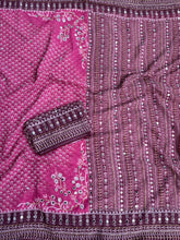 Load image into Gallery viewer, Blissful Party Wear Georgette Jacquard Zari n Mirror Work Border Fancy Saree With Blouse Piece