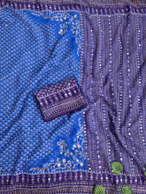 Load image into Gallery viewer, Blissful Party Wear Georgette Jacquard Zari n Mirror Work Border Fancy Saree With Blouse Piece