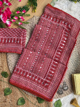 Load image into Gallery viewer, Blissful Party Wear Georgette Jacquard Zari n Mirror Work Border Fancy Saree With Blouse Piece